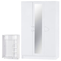 Alpha White High Gloss Triple 3 Door Mirrored Wardrobe