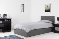 Grey Ottoman Storage Bed - Crushed Velvert or Fabric