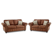 Lancashire Faux Leather 3 & 2 Sofa Suite - Black or Brown