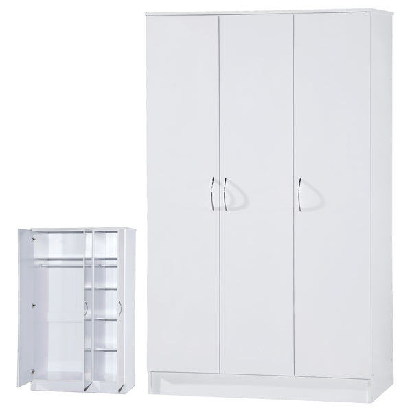 Alpha White High Gloss Triple 3 Door Large Wardrobe