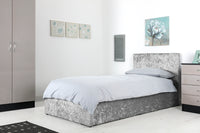 Grey Crush Velvet Ottoman Storage Bed 3ft Single