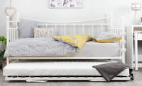 White Metal Day Bed & Trundle Set