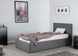 Grey Single Ottoman Storage Bed PU Leather