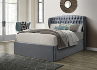 Warwick Grey Velvet Ottoman Storage Bed - 4ft6 Double