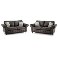 Lancashire Faux Leather 3 & 2 Sofa Suite - Black or Brown